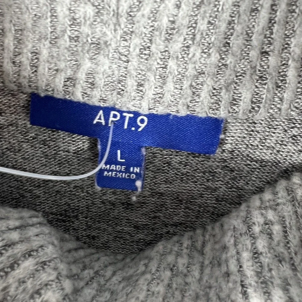 APT. 9 Women's Size L Gray Heather Cowl Neck Long Sleeve Pullover Sweater